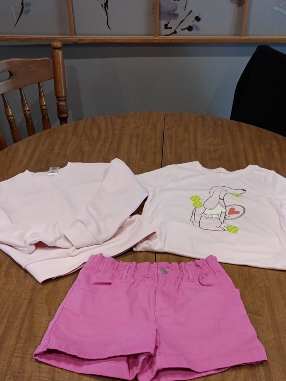 Kids Pink Short Set with Dog Print